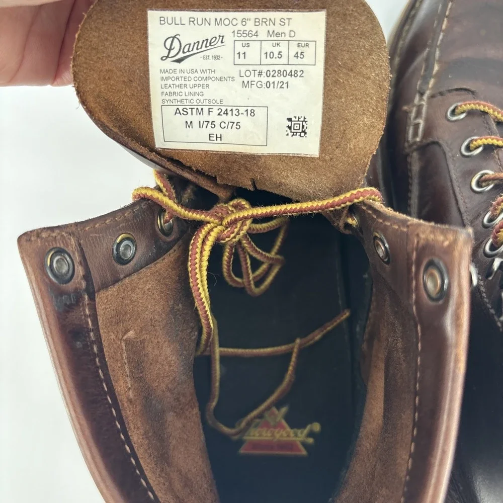 Danner Bull Run Mens Brown‎ Leather Moc Toe Work Boots Made in USA Oil Resistant